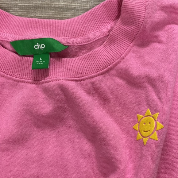 Bubblegum pink crop sweatshirt w sun - Picture 2 of 2
